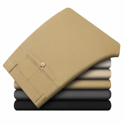 2022 Spring Summer 100% Cotton Straight Business Pants Men Casual Pant Comfortable Thin Long Trousers High Waist Lightweight