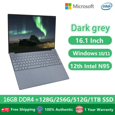 CARBAYTA Ram 16GB 32GB Gaming Laptops Windows 11 Computer Office Notebooks Netbook 16 Inch 12th Intel Alder N95 WiFi Camera 2MP