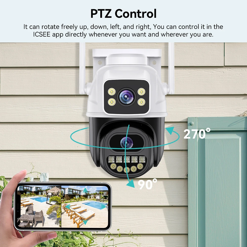 HD 4K 8MP WIFI PTZ IP Camera Dual Lens Smart Home Night Vision Human Detection Outdoor 4MP CCTV Security Camera ICSEE APP - Image 3