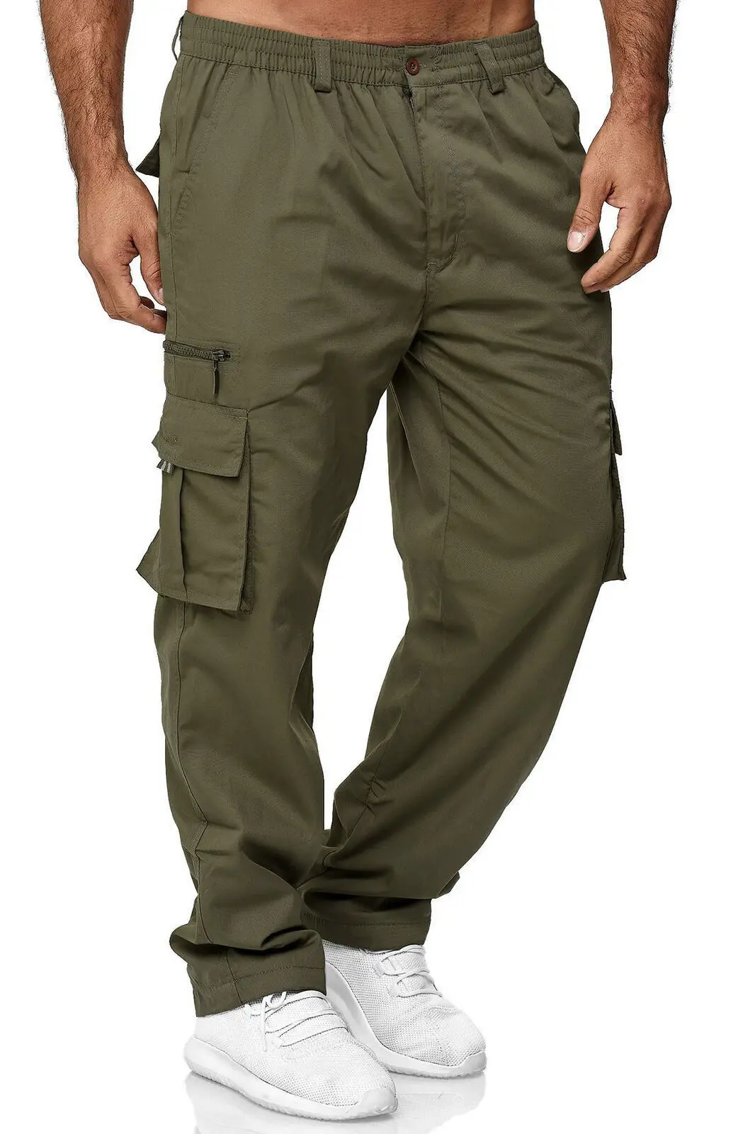 Men Cargo Pants Summer Work Trousers Stretch Waist Loose Multi Pocket Casual Trousers Pants Sports Outdoor Wearing - Image 5