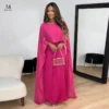 New In Chic Mesh Satin Maxi Dress for Women Elegant Loose Solid Color Clothing Fall Winter Casual Lady Long Robe