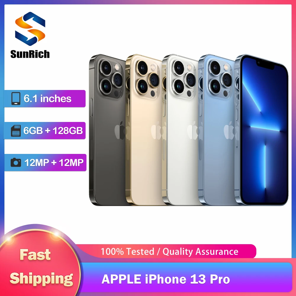 Original Apple iPhone 13 Pro 5G Mobile Phone NFC Face ID eSIM 6GB RAM 128/256/512GB ROM 6.7'' OLED Screen Hexa-Core SmartPhone
