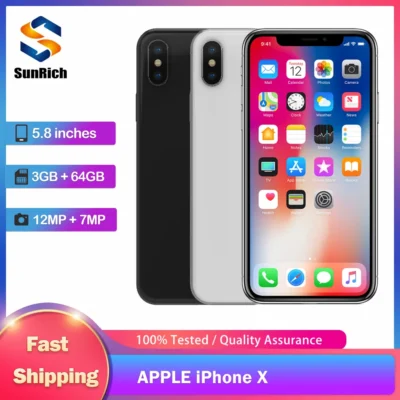 Original iPhone X 4G LTE Mobile Phone 3D Touch NFC 3GB RAM 64GB/256GB ROM Face ID 5.8" OLED Screen 12MP+7MP Hexa Core SmartPhone