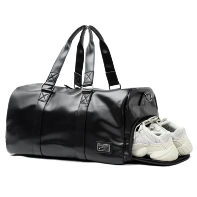 Premium Gym Bag Leather Sports Bags Wet And Dry Separation Men Handbag Fitness Weekend Zipper Travel Bag With Shoes Packet