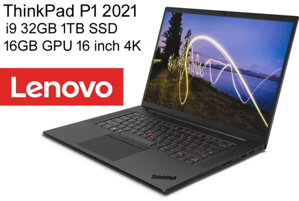 Top-end Lenovo Laptop ThinkPad P1 Hermit 2021 i9-11950H 32GB Ram 1TB SSD RTX A5000 16GB GDDR6 16 Inch 4K Backlit Screen